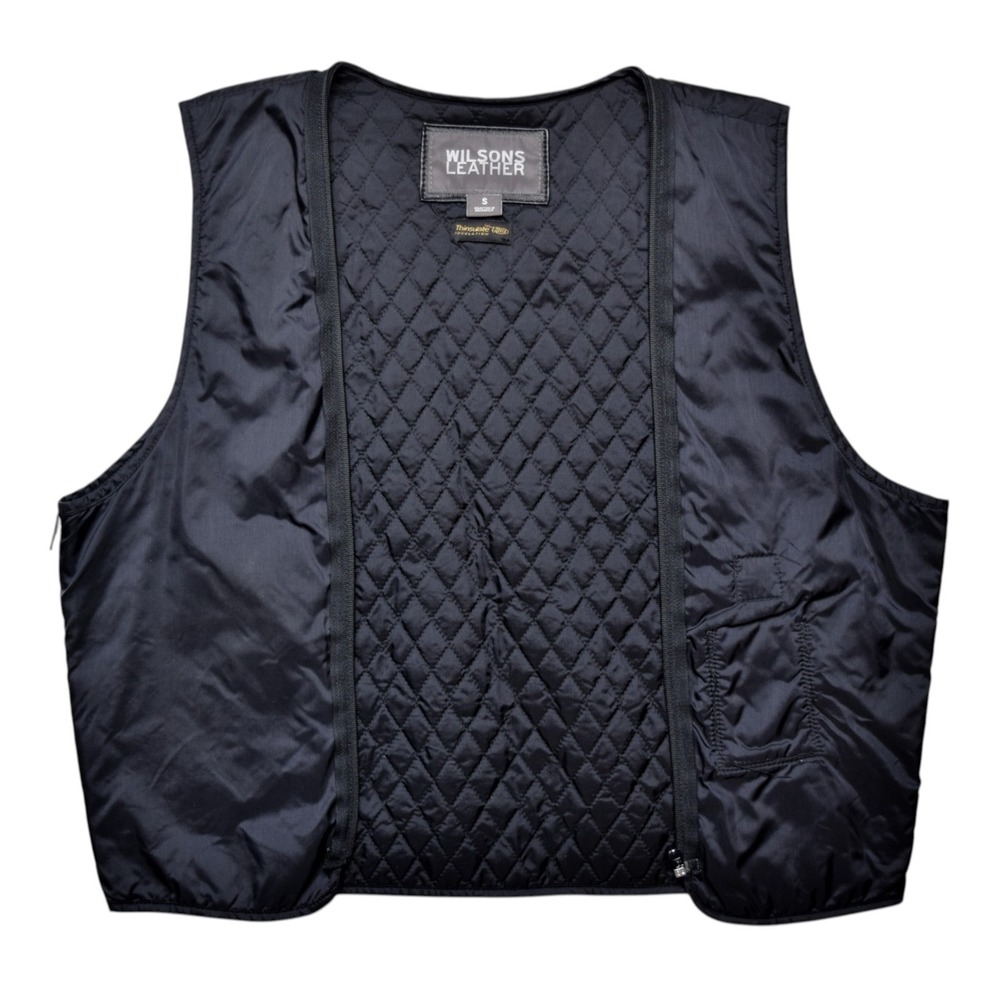 Wilsons Leather Men Size S Black Quilted 3M Thinsulate Zipper Vest Liner